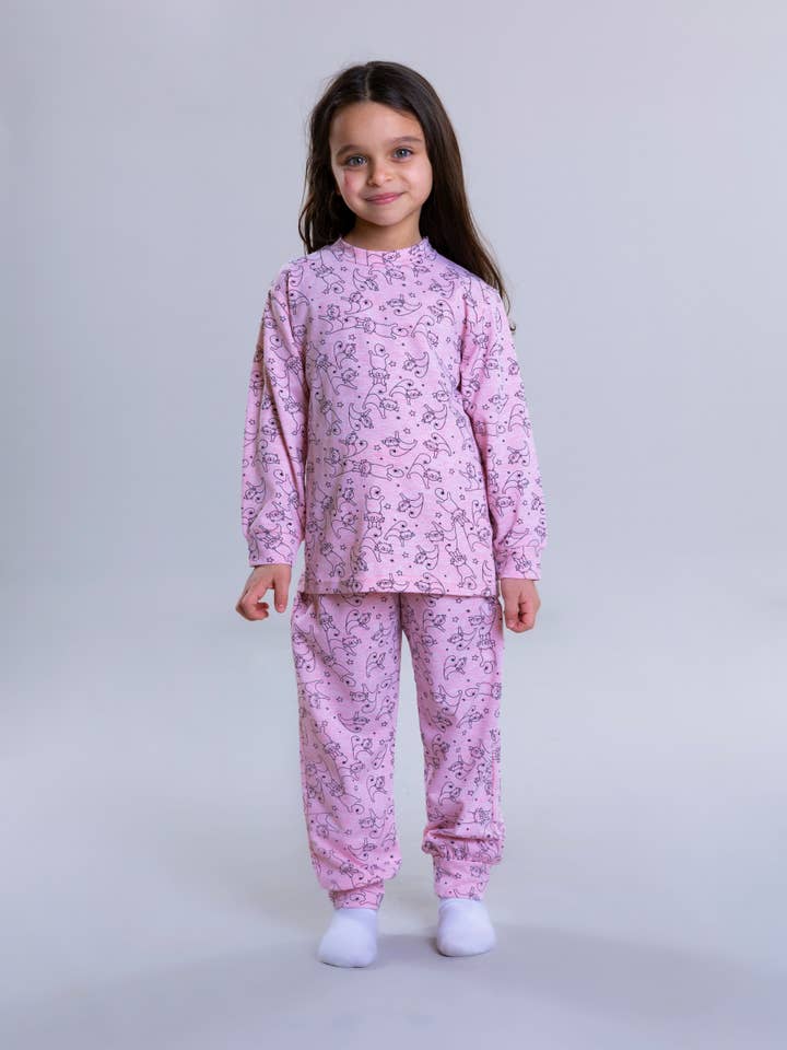 Cat Pyjama Set For Girls - Pink for wholesale by Pear