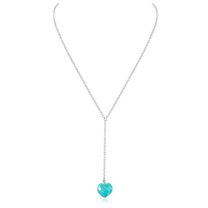 Turquoise Crystal Heart Lariat Necklace for wholesale by Luna Tide