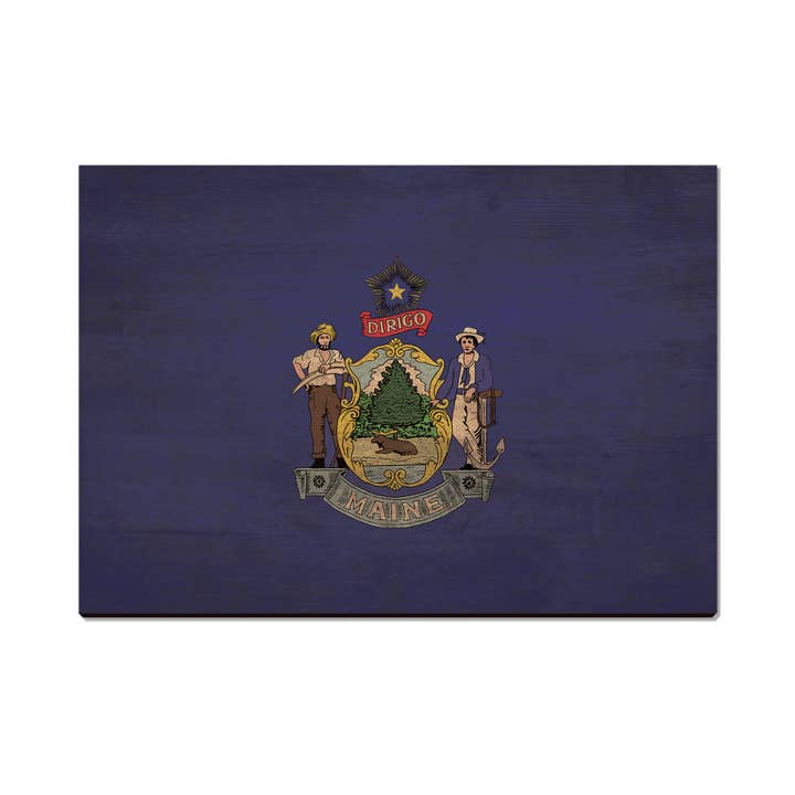Maine Rustic Wood Flag - Wood Postcards & Magnets for wholesale by DaydreamHQ