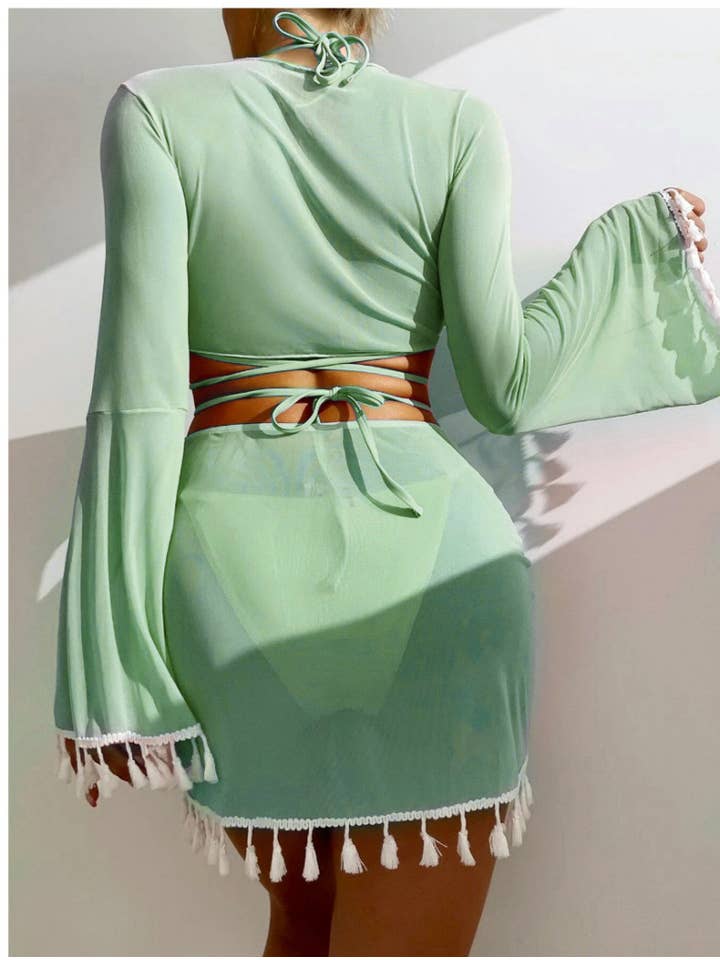 Crave by FW - Wholesale Two Piece Swimsuit - Women's - 4 Piece Triangle Bikini Sets with Cover Up Top and Skirt11