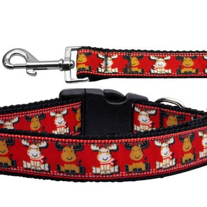 Reindeer Christmas Pet Dog & Cat Nylon Collar or Leash for wholesale by American Leashworks