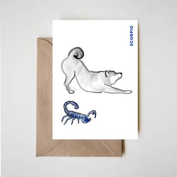 RICE&INK - Vendita all'ingrosso Biglietti di auguri - Scorpione Oroscopo biglietto di auguri, Sumi-e Ink Zen compleanno Zodi