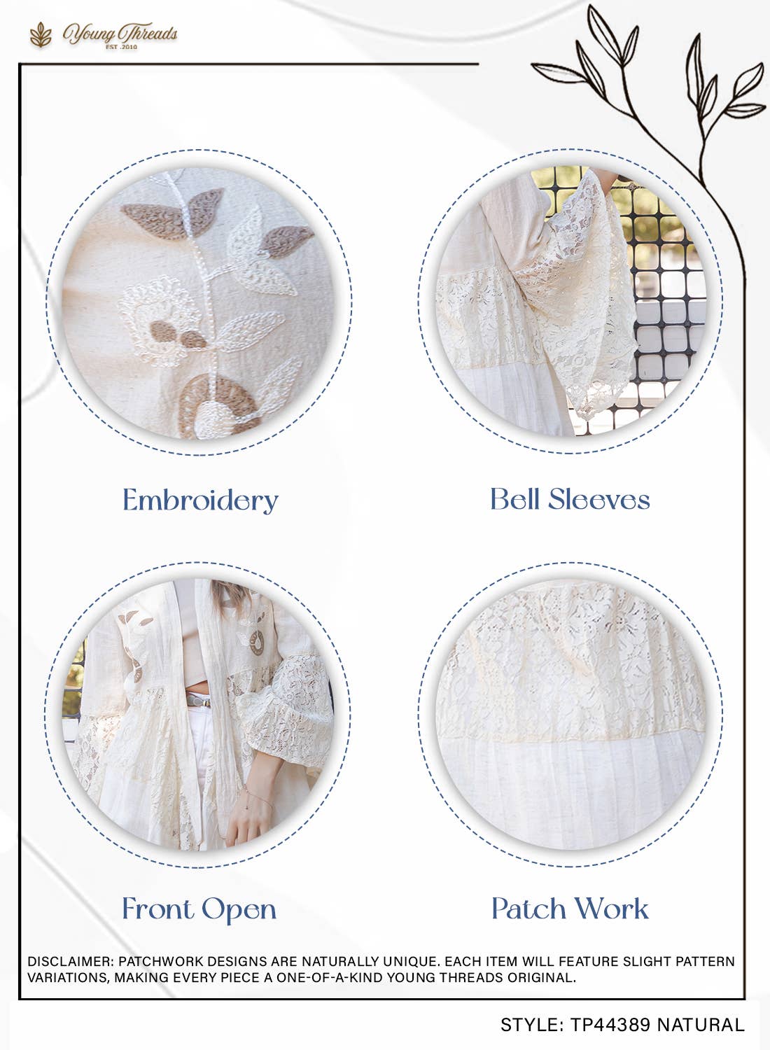 Young Threads - Wholesale Kimono - Women's - Western Boho Chic: Motif Embroidered Denim Long Shrug (NEW)5