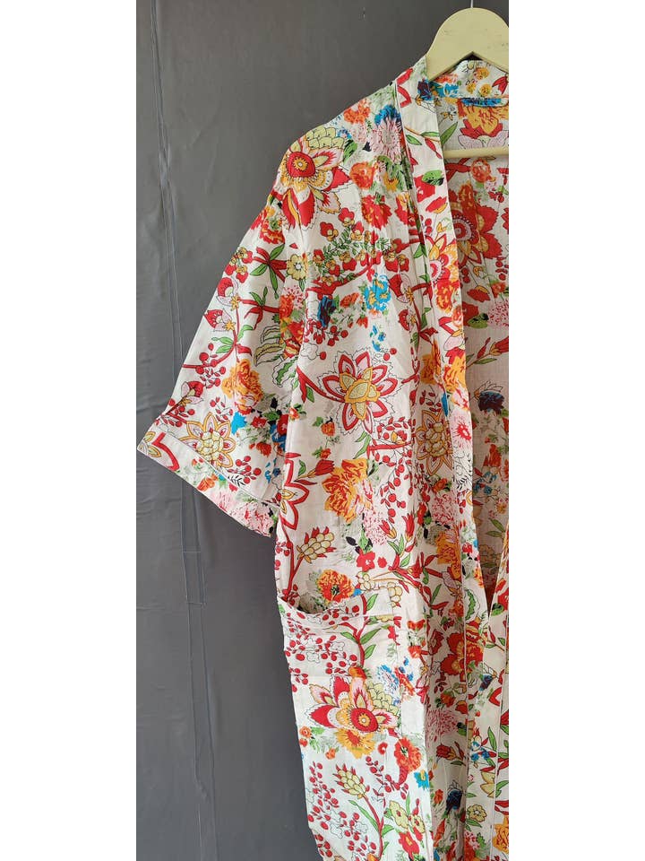 Bhawana Handicrafts – wholesale Kaftan – Women's – Cotton Indian Block Print Beach Kaftan Maternity Robe2