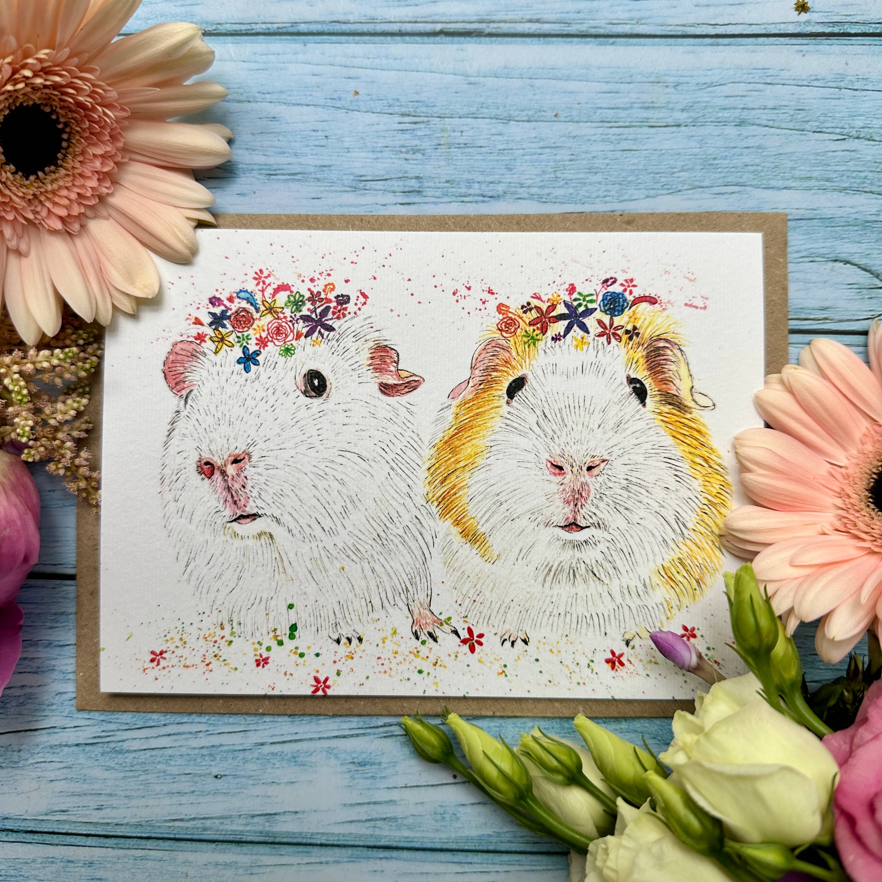 Jen Winnett Eco Artist - Wholesale Everyday Greeting Card - Guinea Pigs | Eco Friendly Card Greetings Childrens Cute2