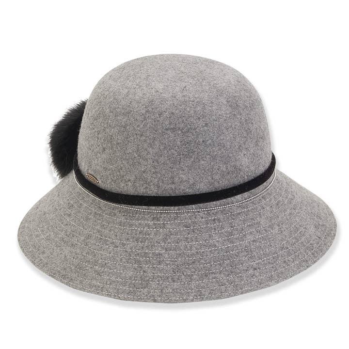 Grey, Wool Felt Bucket for wholesale by Headwear & Handbag Collections by Sun 'N' Sand