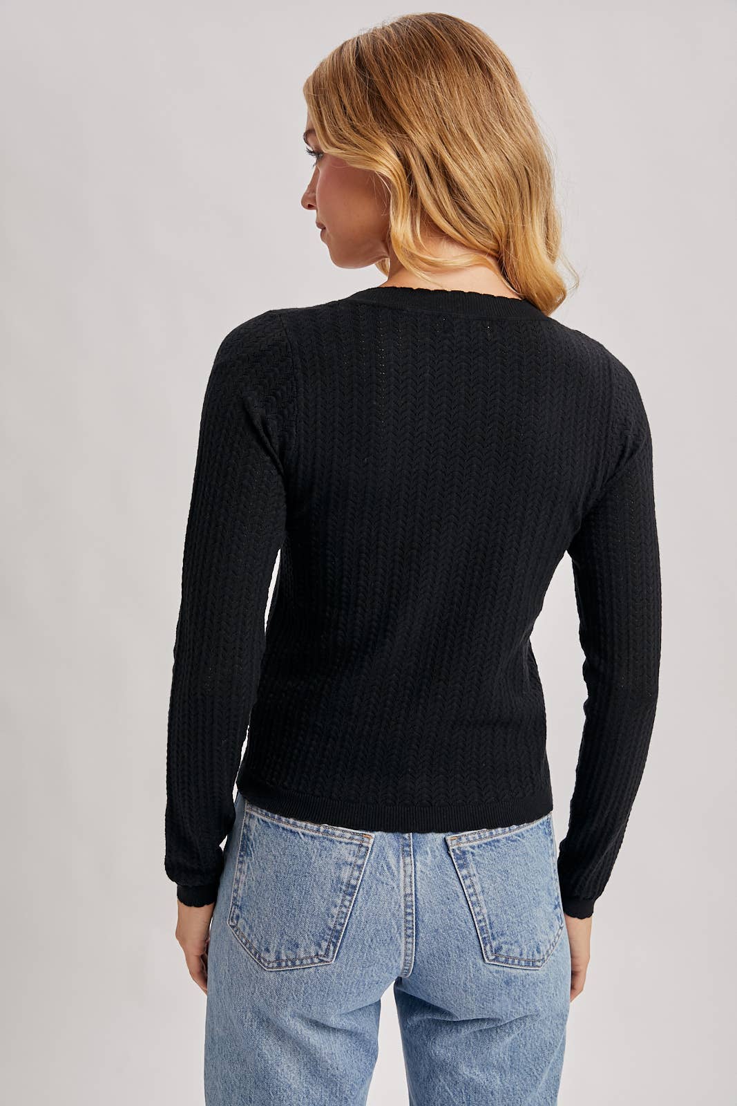 Black L/S POINTELLE TOP for wholesale on Faire16