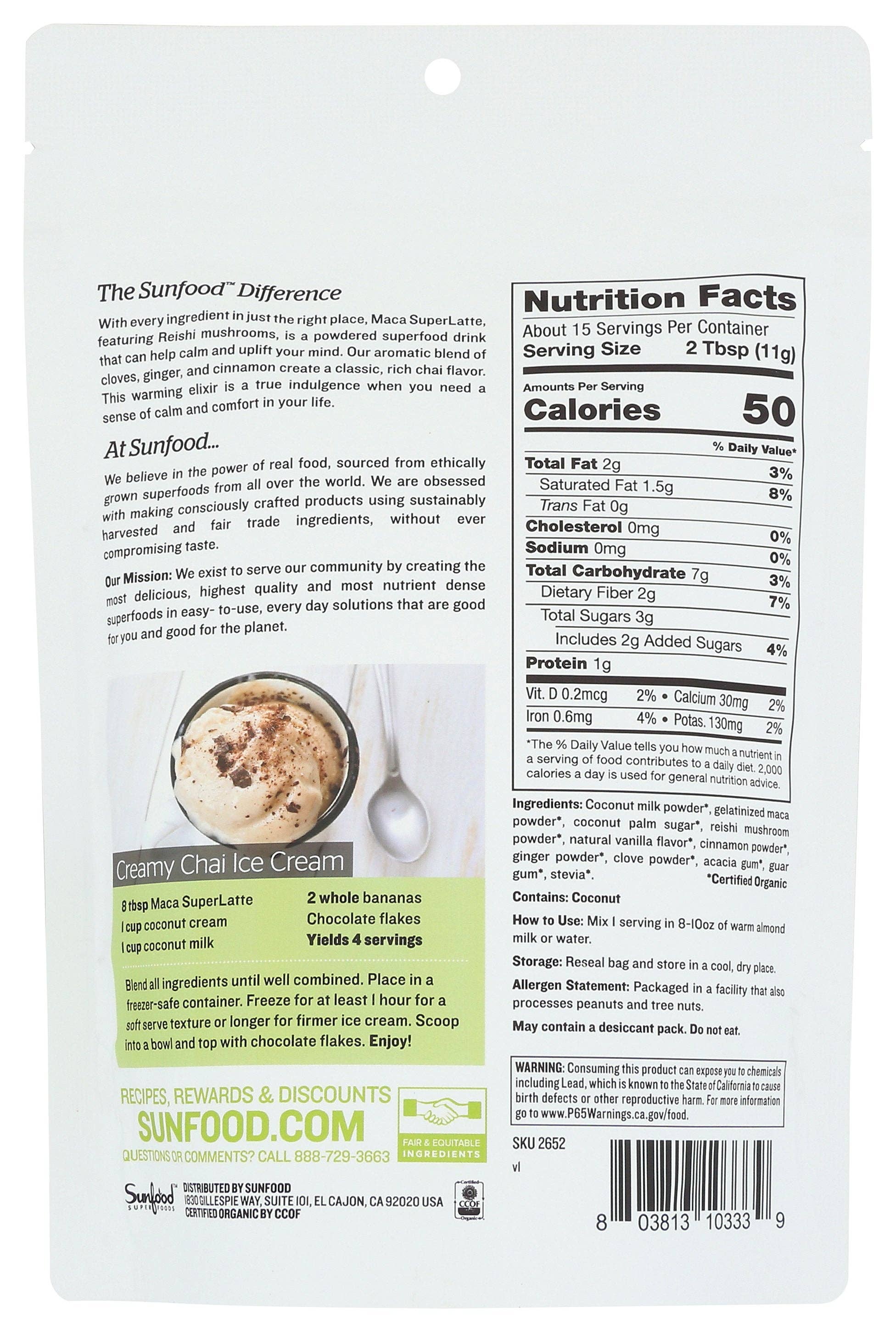 Everyday Supply Co - Wholesale Protein/Superfood Powder - SUNFOOD SUPERFOODS MACA SUPERLATTE ORGANIC1