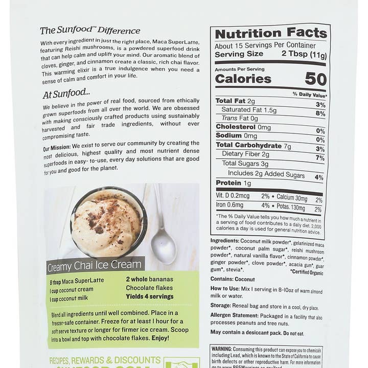 Everyday Supply Co - Wholesale Protein/Superfood Powder - SUNFOOD SUPERFOODS MACA SUPERLATTE ORGANIC1