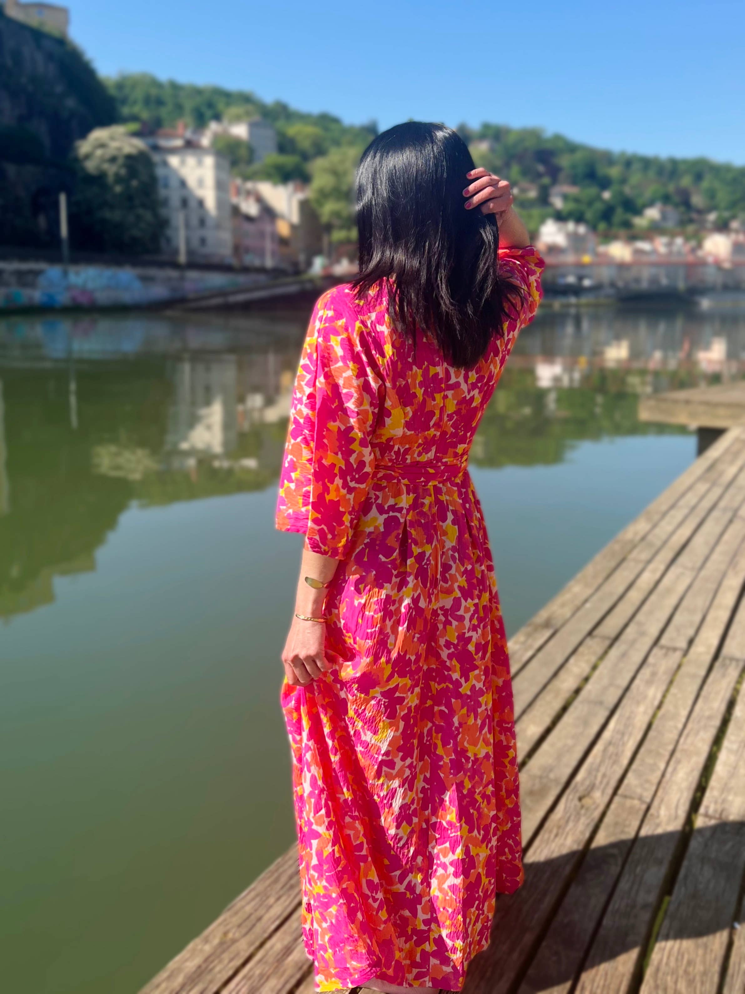 MY DRESS MADE - Venta al por mayor Tela - Tela satinada y texturizada de viscosa RIVIERA - Estampada en Francia3