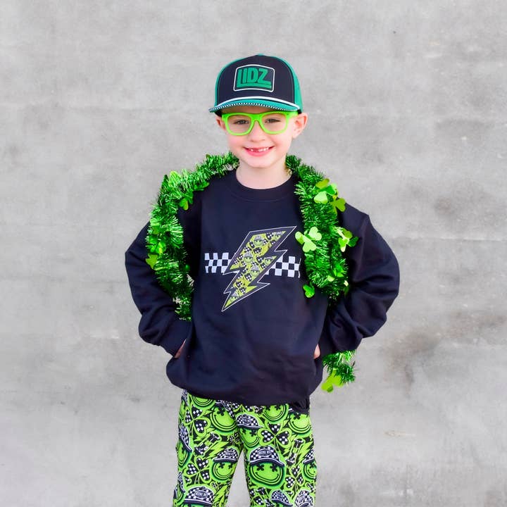 Bolt Checks Crew Fleece, (Multiple Options) for wholesale by Micro Me