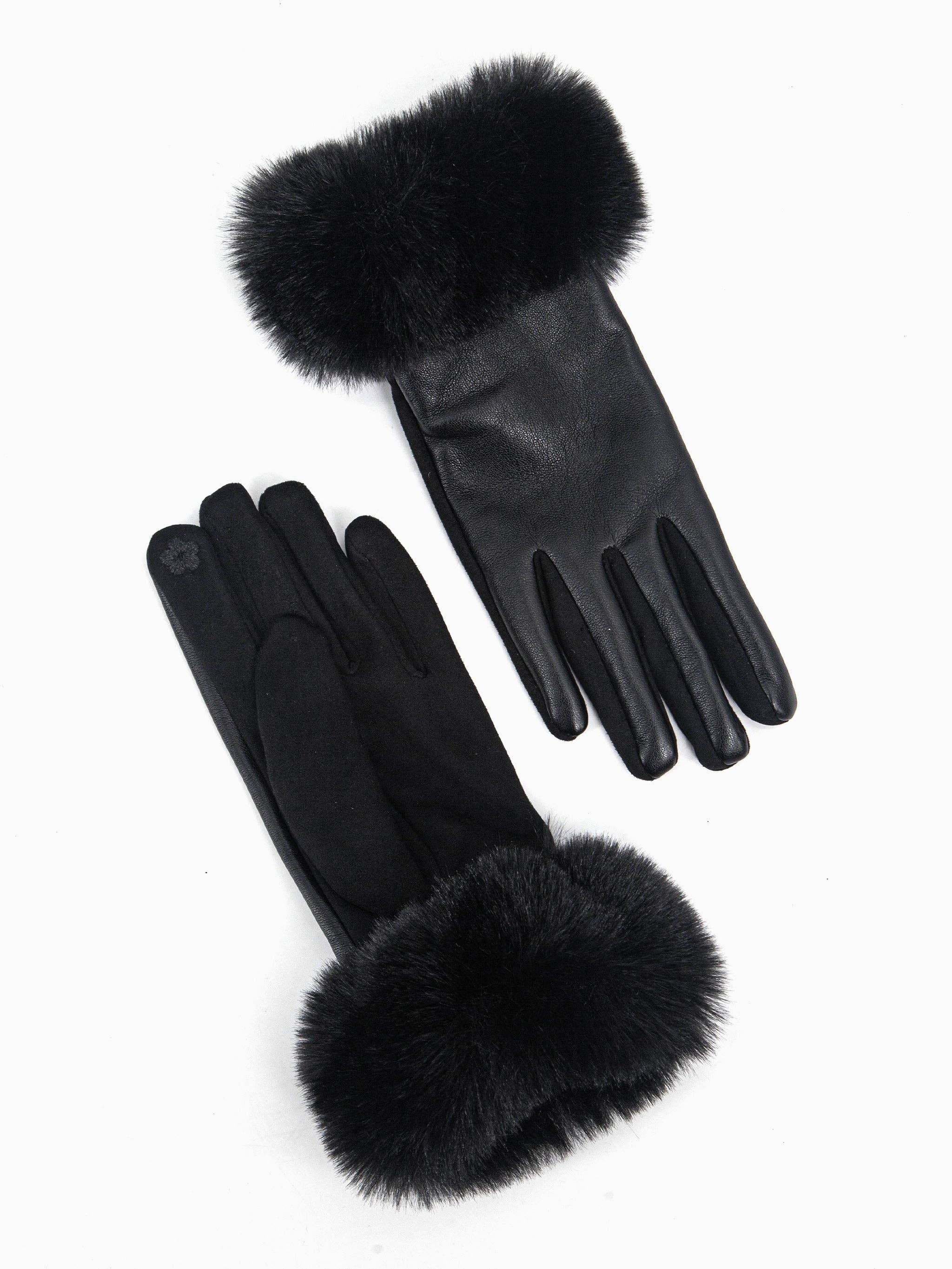 Sarta Accessories – wholesale Gloves – Women's – Maya Faux Fur Cuff Gloves - Black, PU3
