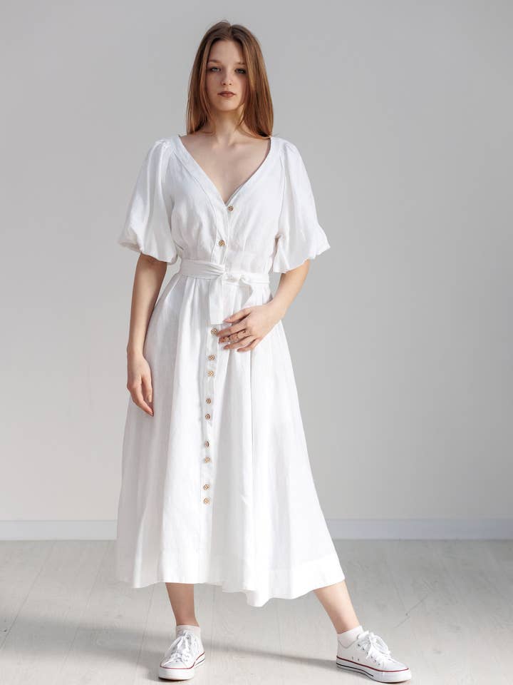 Montgomery linen dress for wholesale by VIL'NI