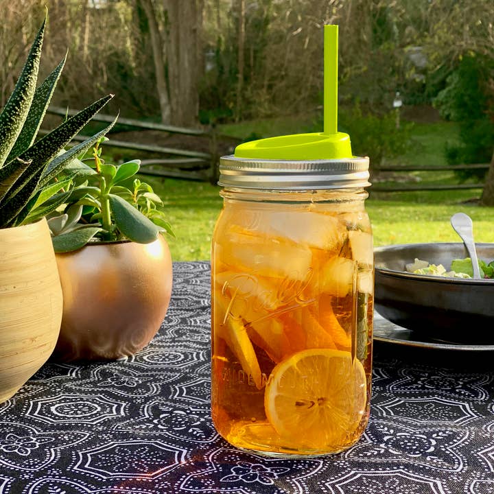 Fox Run Brands - Wholesale Drink lids - Jarware Drink Lid, Straws for Wide Mouth Mason Jar, Green4