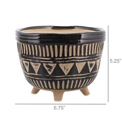 HomArt - Wholesale Decorative Plate/Dish/Bowl - Apache Print Bowl, Ceramic - Lrg - Black & Natural3