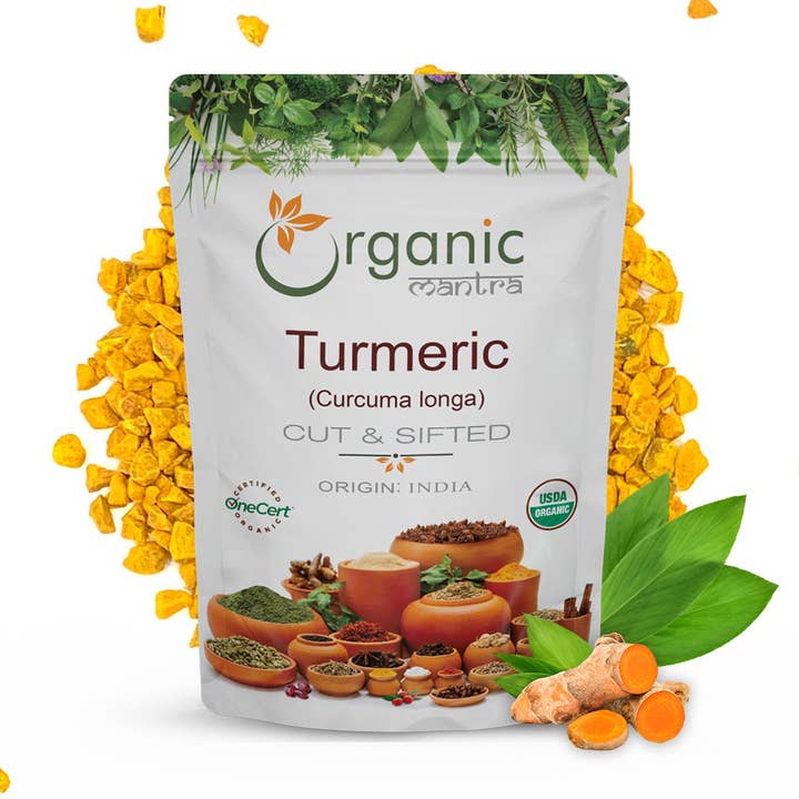 Turmeric (Curcuma longa) Cut & Sifted for wholesale by Organic Mantra