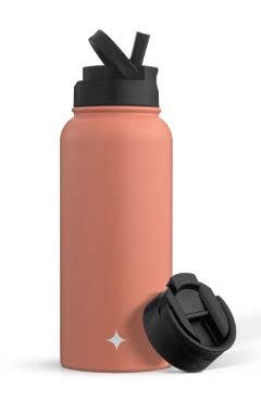 JoyJolt - Vente Bouteilles d'eau - Bouteille d'eau en acier inoxydable avec couvercle rabattable et paille de sport20