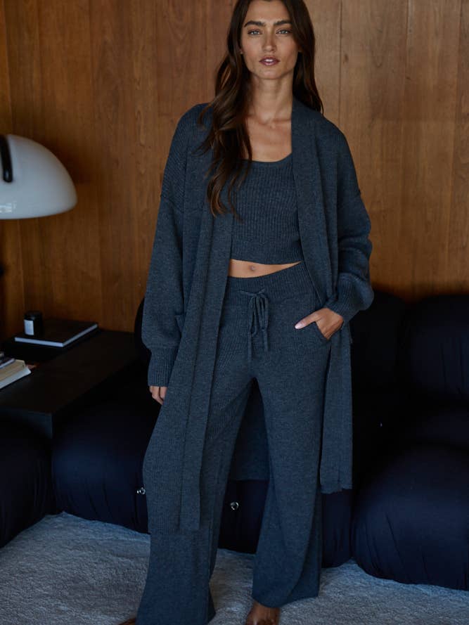 W2242T2 | Cárdigan Largo de Punto Acanalado con Mangas Largas y Abierto por Delante para venta al por mayor de By Together