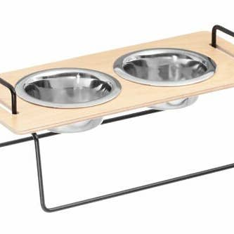 THINK TODAY – Großhandel Futternapf – Katze/Hund – Wuff`s Feeder Small - Holz Birke Sperrholz/Schwarzer Rahmen1