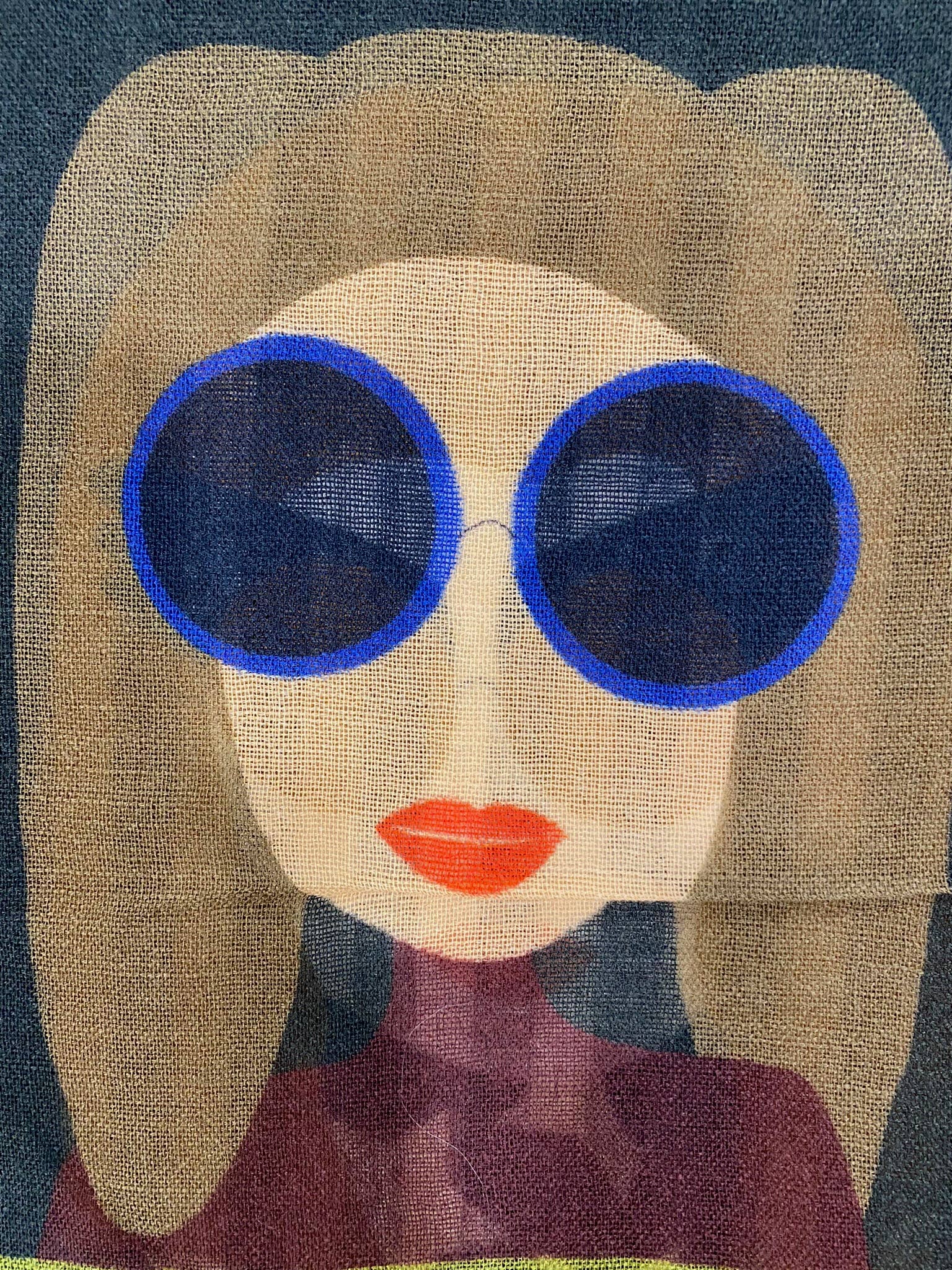 Margolis Pineo Italia - Wholesale Scarf - Women's -   RESTOCKED "GIRLS W/ GLASSES" ART SCARF—SOFT WOOL FLEECE 12