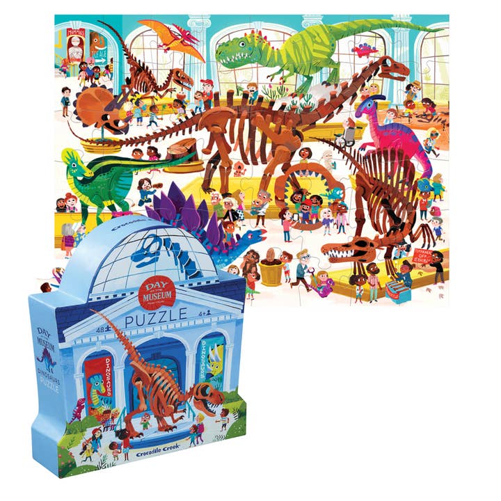 Hippychick - Vente Puzzle – enfant - Puzzle de sol 48 pièces FSC Musée des dinosaures Crocodile Creek