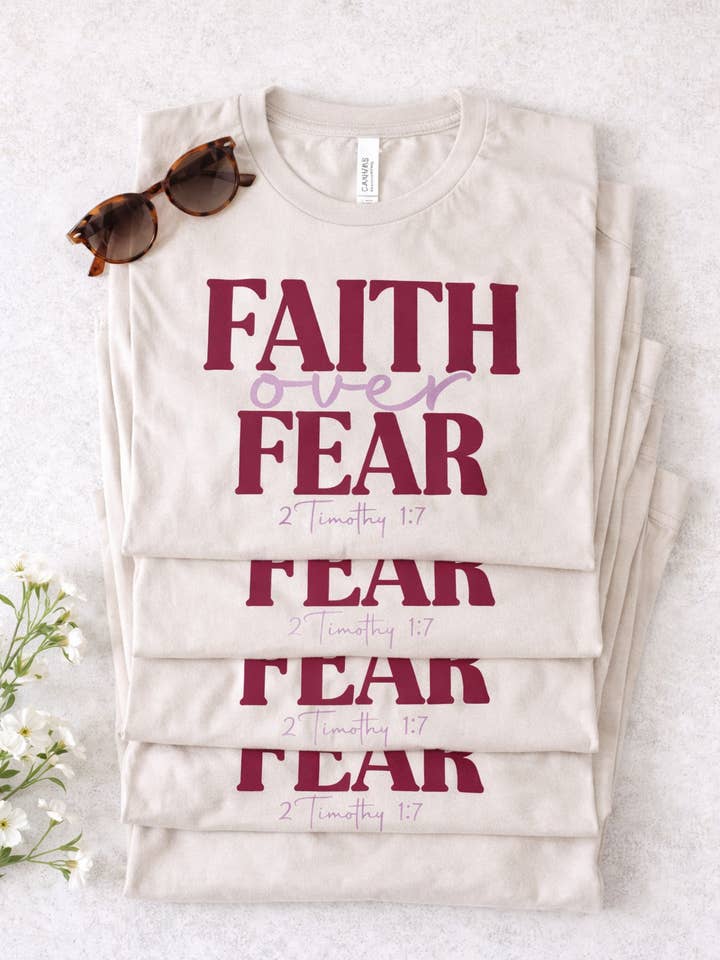 Faith Over Fear Tee – Bella Canvas Heather Dust for wholesale by Rust + Stitch