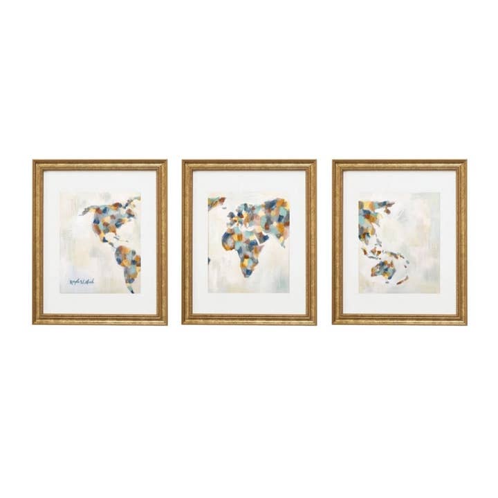 « Carte du monde abstraite » (Imprimer) pour la vente par Kayla Weber Art