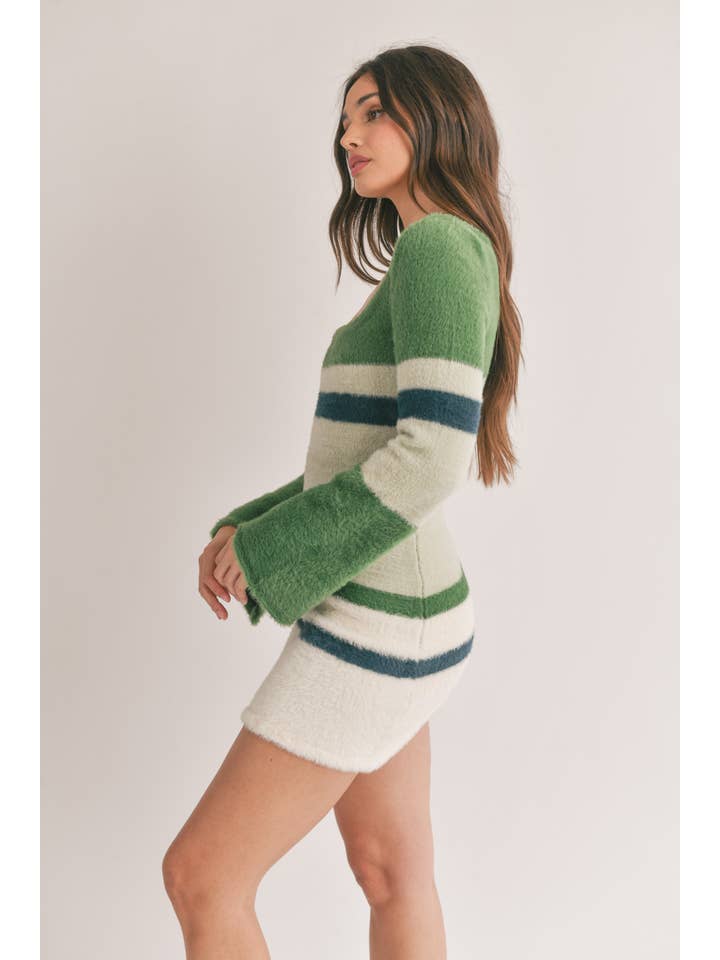 Klesis - Wholesale Dress - Women's - ID7290 LONG SLEEVE COLOR BLOCK SWEATER DRESS5