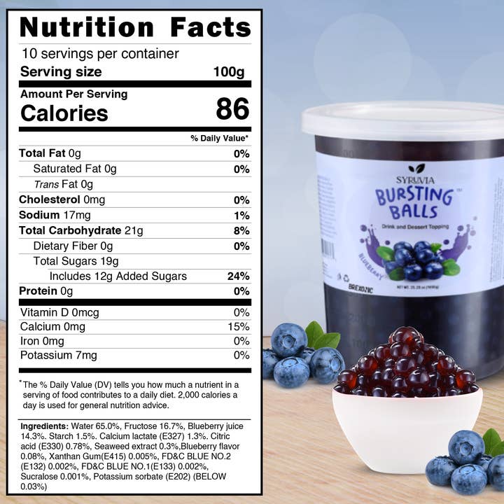 Syruvia - Wholesale Beverage Mix - 2 LB Blueberry Flavored Popping Boba1