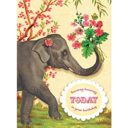 Cartolina Cards Inc. – wholesale Födelsedagskort – CC185 Hurra Hurra idag är din födelsedag elefant