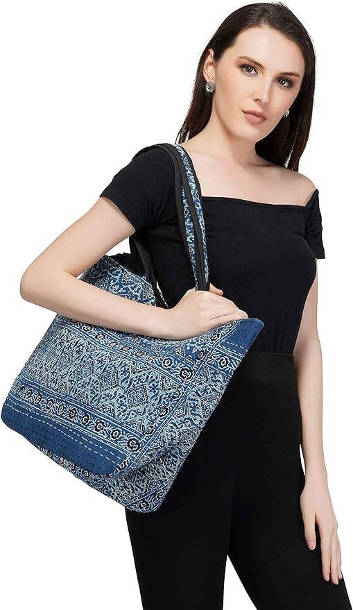 OMA - Eclectic Home - Wholesale Tote Bag - Women's - Cotton Quilted Boho Beach Bag Hippie Casual Beach Tote Bag -1