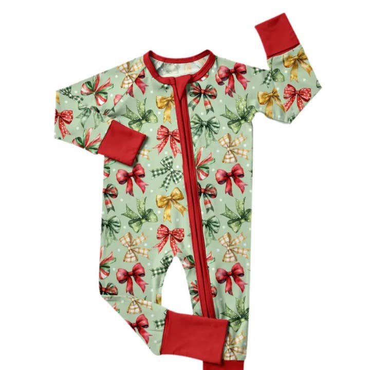 Christmas Bows Sleeper for wholesale by Baby Breath Boutique