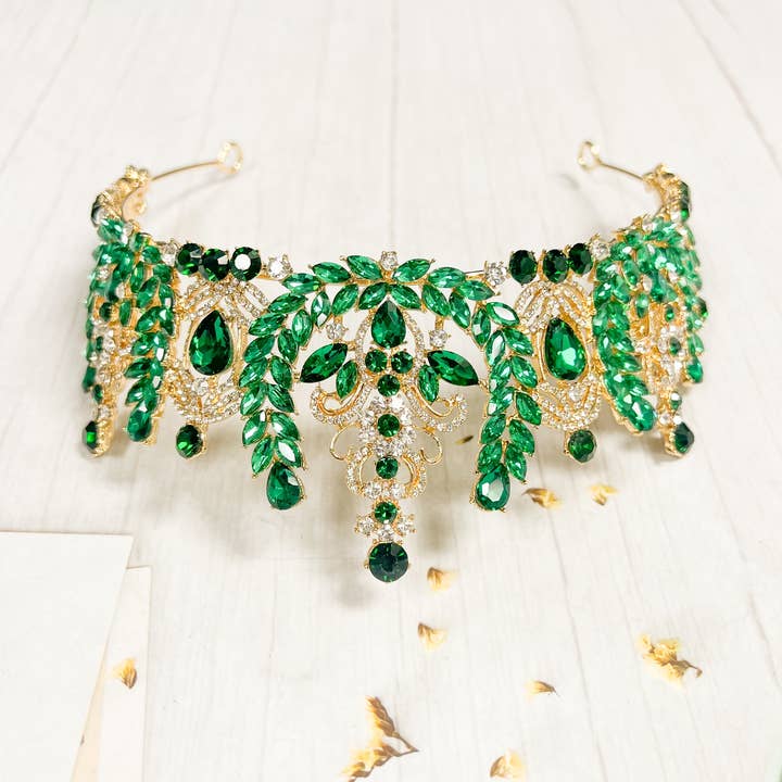 Happy Dream Gifts – wholesale Tiara – Women’s – Emerald Tiara Crown, Wedding Bridal Tiara, Royal Queen Tiara