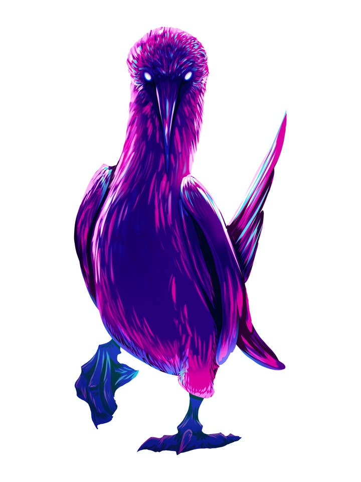 Blue Footed Booby Bird Glossy Vinyl Sticker for wholesale by Lil Biscuits Design