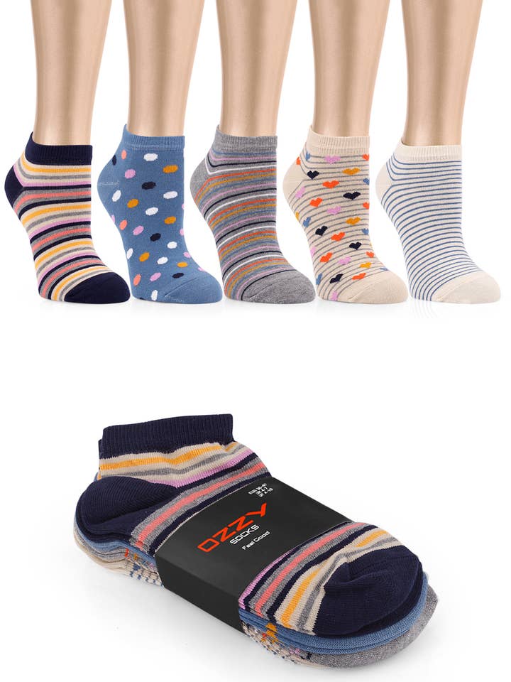 Dam 5 par träningsstrumpor - Rand&Prickar för wholesale av Ozzy Socks