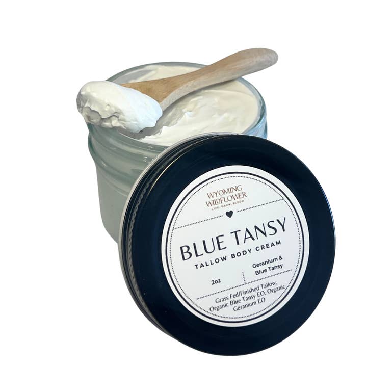 Blue Tansy Tallow Cream- Soothing Eczema & Psoriasis Relief for wholesale by Wyoming Wildflower