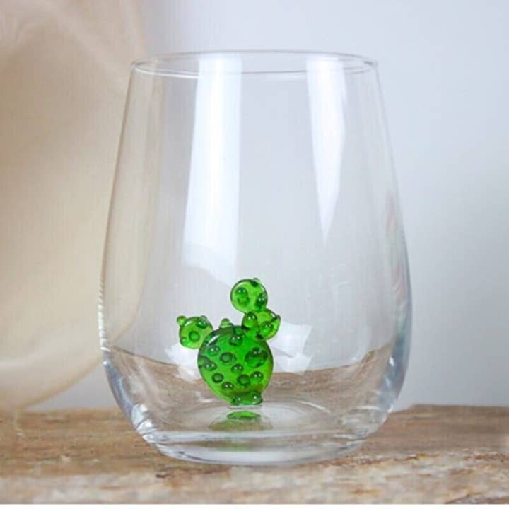 Cactus stemless wine glass, water cup, glassware, cactus mug for wholesale by Adamodart