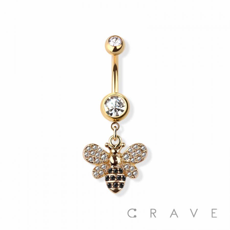 CRAVE - Wholesale Dangle Earrings - BUMBLE BEE 316L SURGICAL STEEL NAVEL BELLY RING0