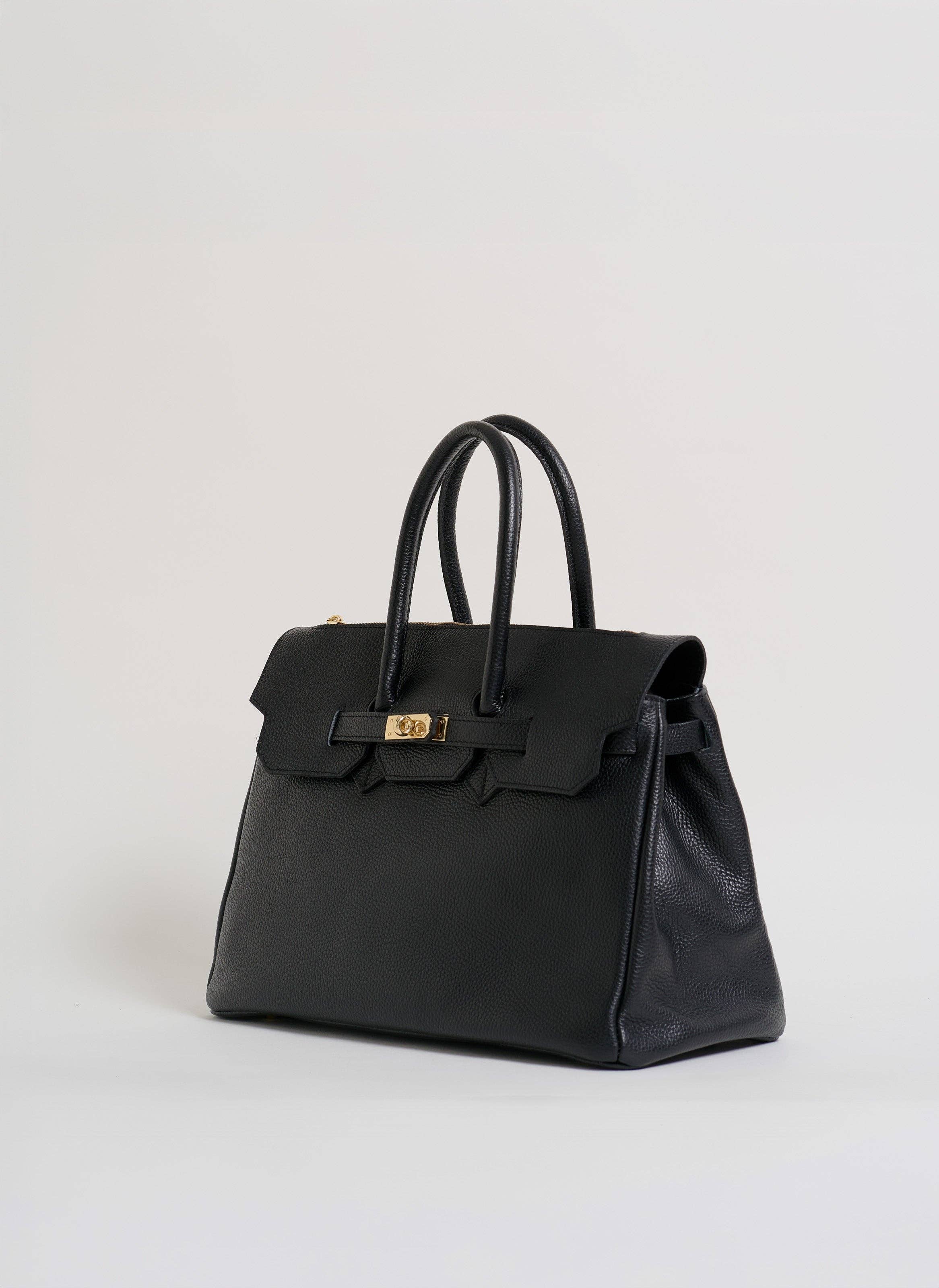 Voemièn - Wholesale Top Handle Bag - Women's - Elizabeth Bag in Black Togo Leather1