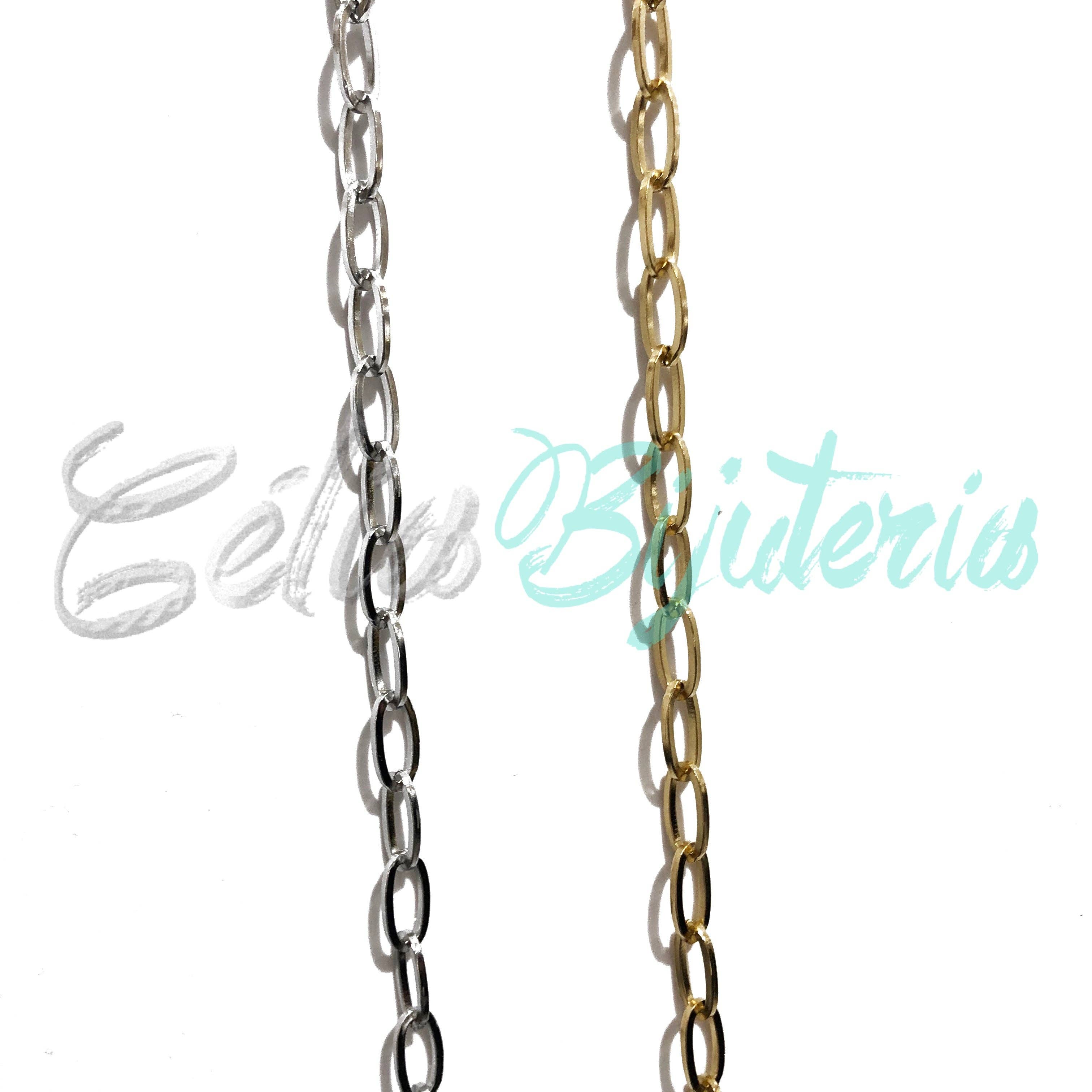 Celli Biju - Vente Collier maille et chaîne - Courant au mètre d'acier inoxydable - Ovale1