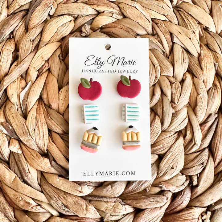 School Days Clay Stud Set for wholesale by Elly Marie Jewelry