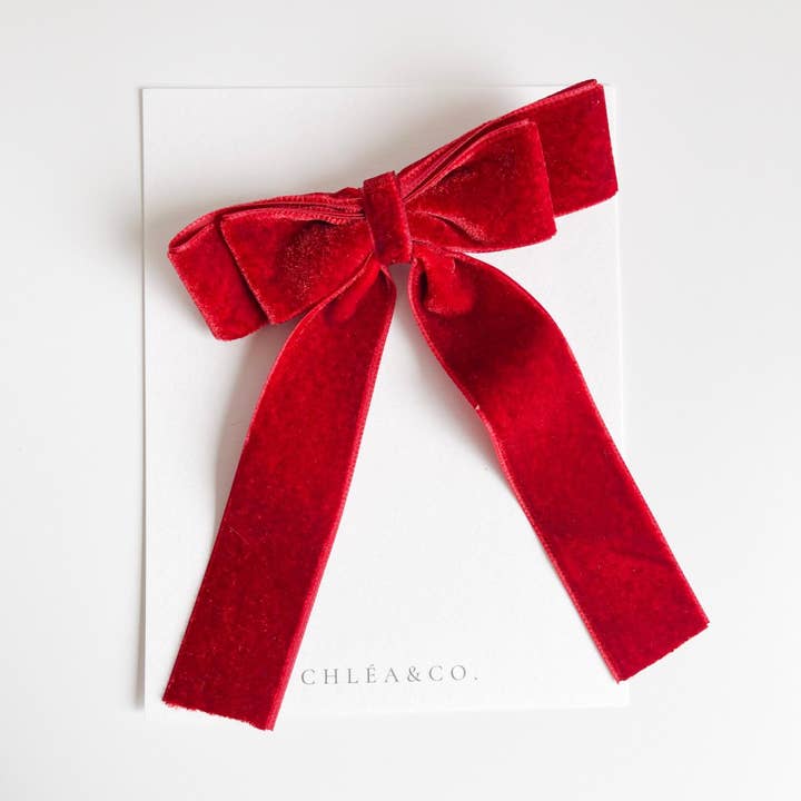 Velvet Long Tail Bow for wholesale by Chlea & Co.