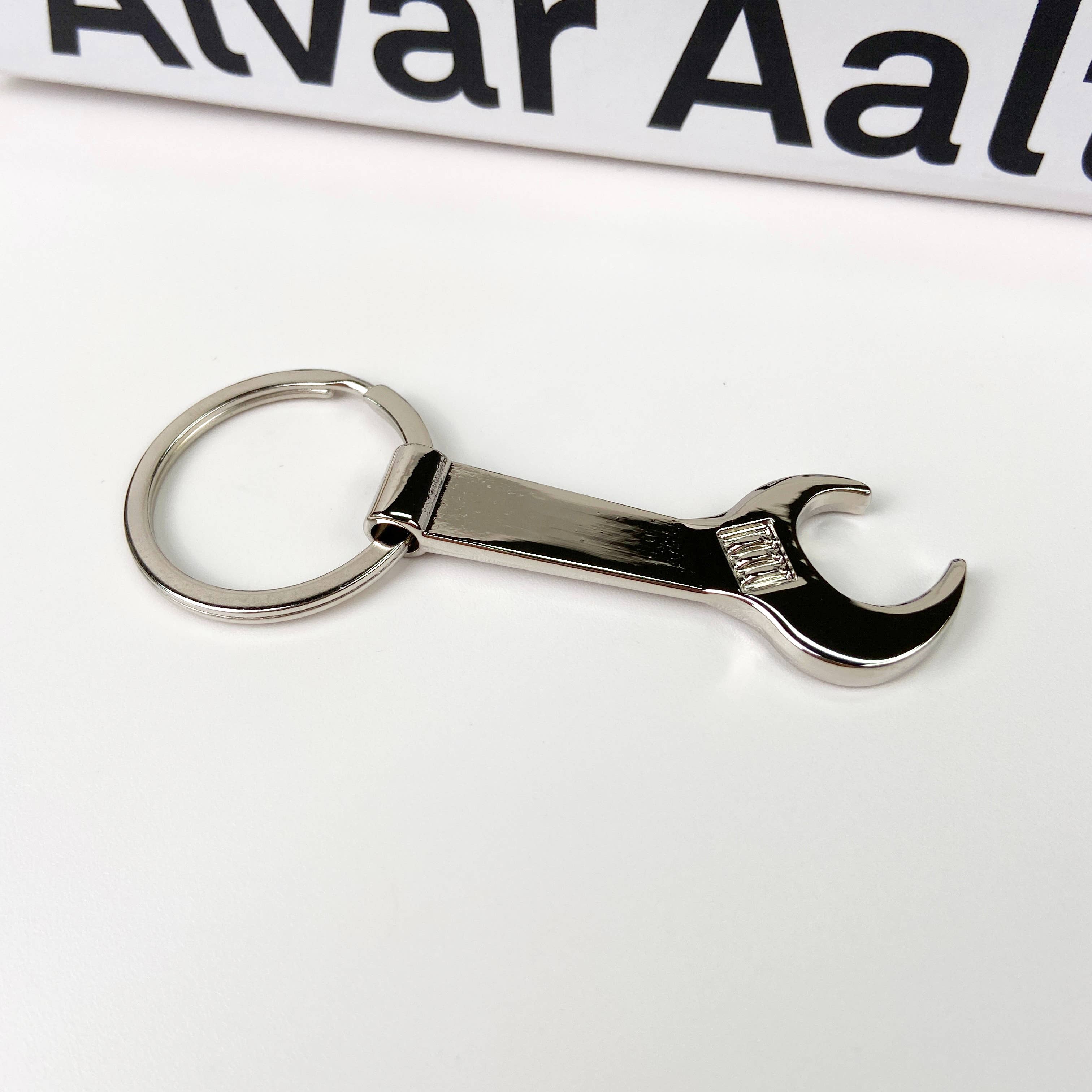 Silver Wrench Beer bottle Opener Keychain for wholesale on Faire1