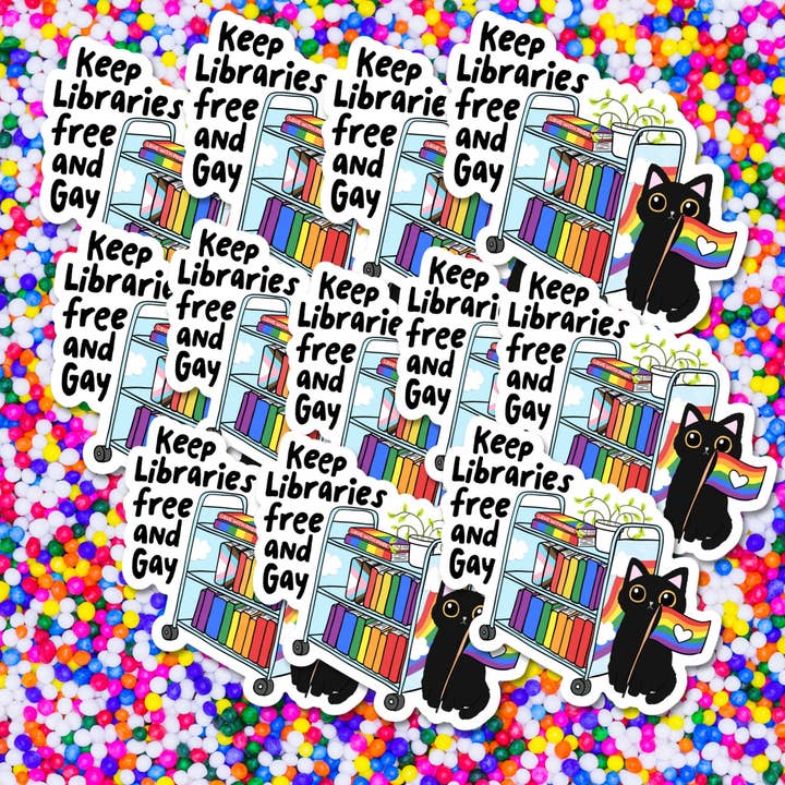 Sprinkles Studios - Wholesale Sticker - Keep Libraries Free & Gay Pride Vinyl Sticker