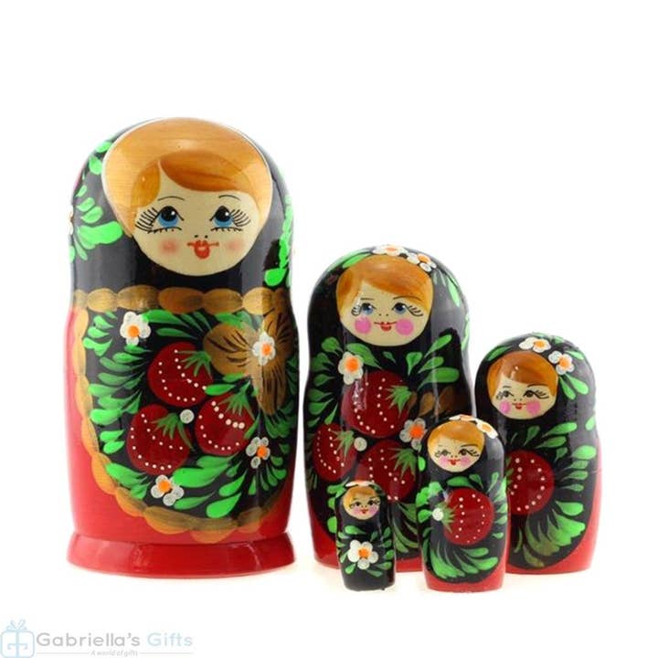 Strawberry - Set di bambole nidificanti, 5 pezzi/14 cm per la vendita all'ingrosso da parte di GSZ corporation DBA Gabriella's Gifts