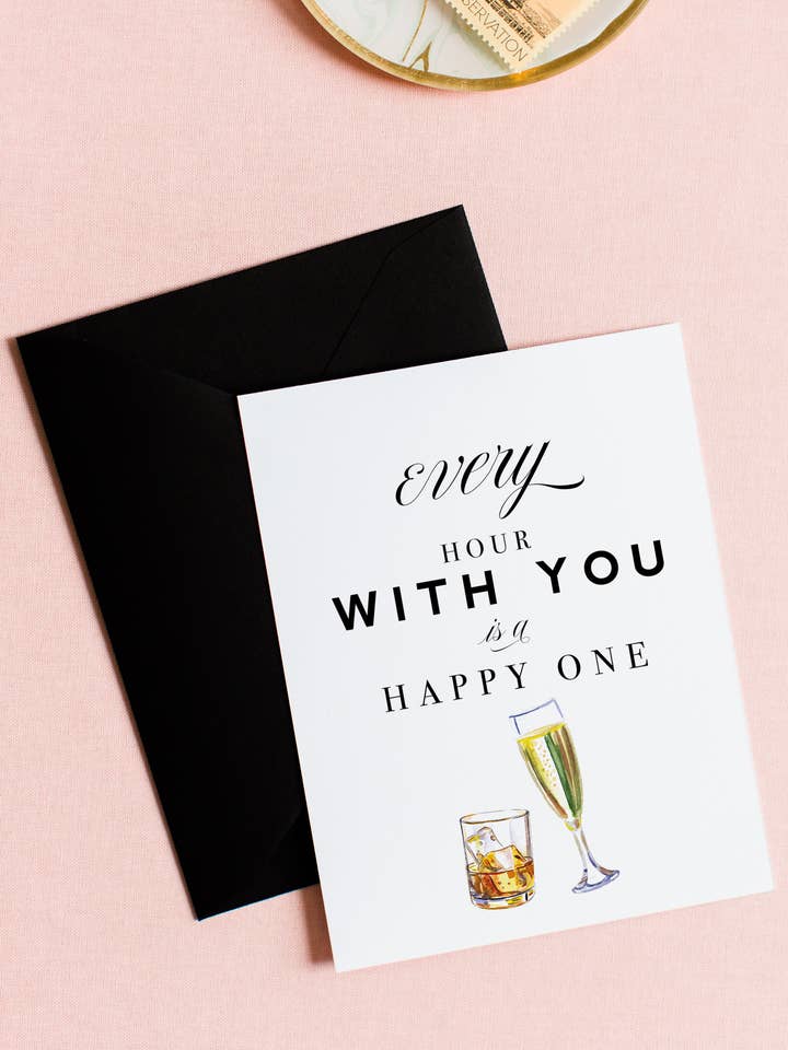 Happy Hour, Love Card & Anniversary Greeting Card for wholesale by Kitty Meow Boutique