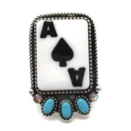 Snowing West - Vente Bague de cocktail/de cérémonie - Bague Turquoise As de Pique0