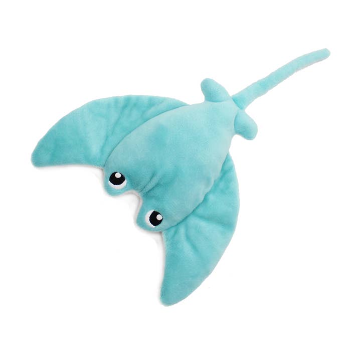 Les Déglingos, France - Wholesale Stuffed/Plush Toy - Kids & Baby - LES PTIPOTOS 72CM MANTA RAY AND  BABY PLUSH AQUA BLUE 2
