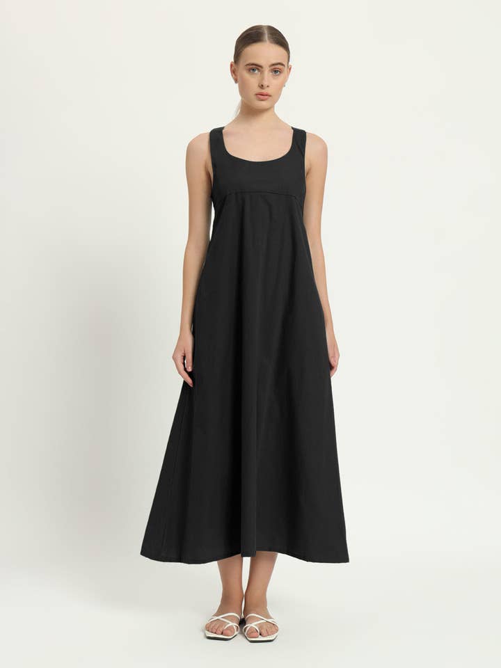 The Magdala Noir Cotton Dress for wholesale by Thevasa