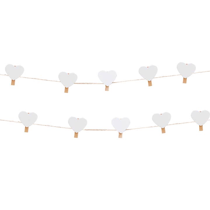 White Card Hanging Kit - Wooden Heart Peg and String for wholesale on Faire